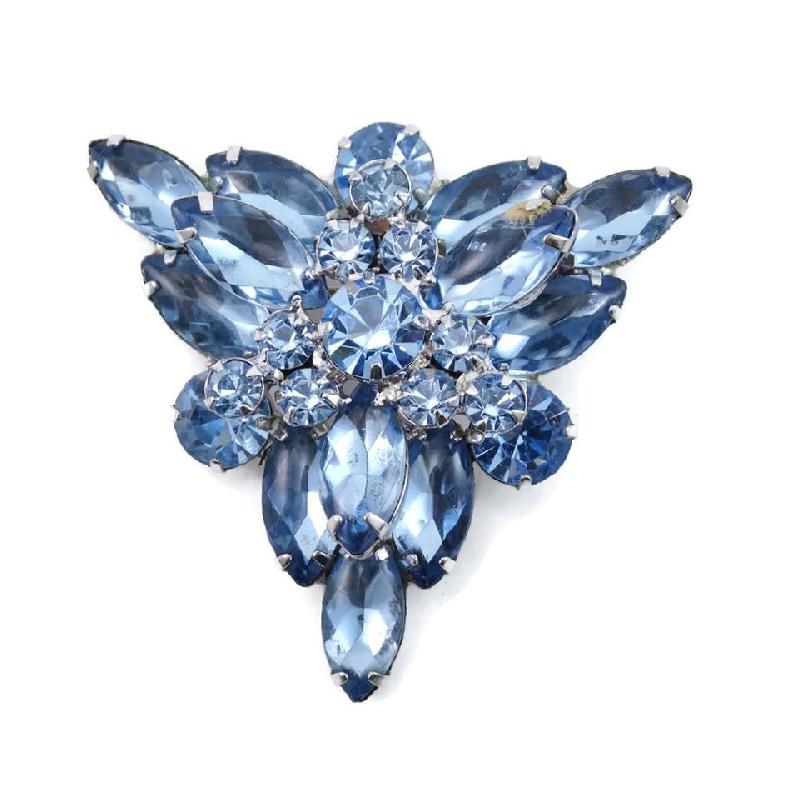 Front view of Blue Navettes Brooch