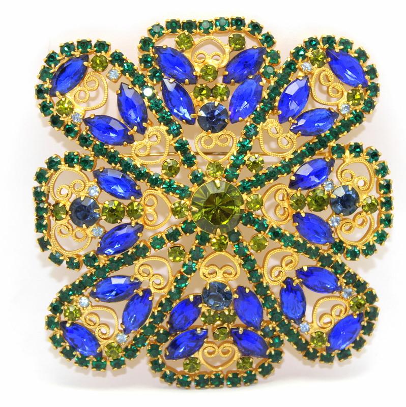 Front view of Multiple Colors Navettes Brooch