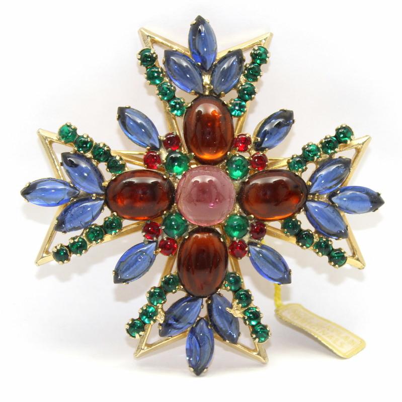 Front view of Multiple Colors Cabochons Brooch