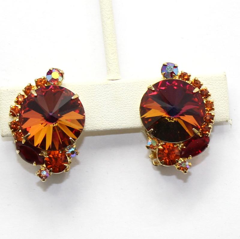 Front view of Topaz Navettes Rivoli/Margarita Earrings Clip