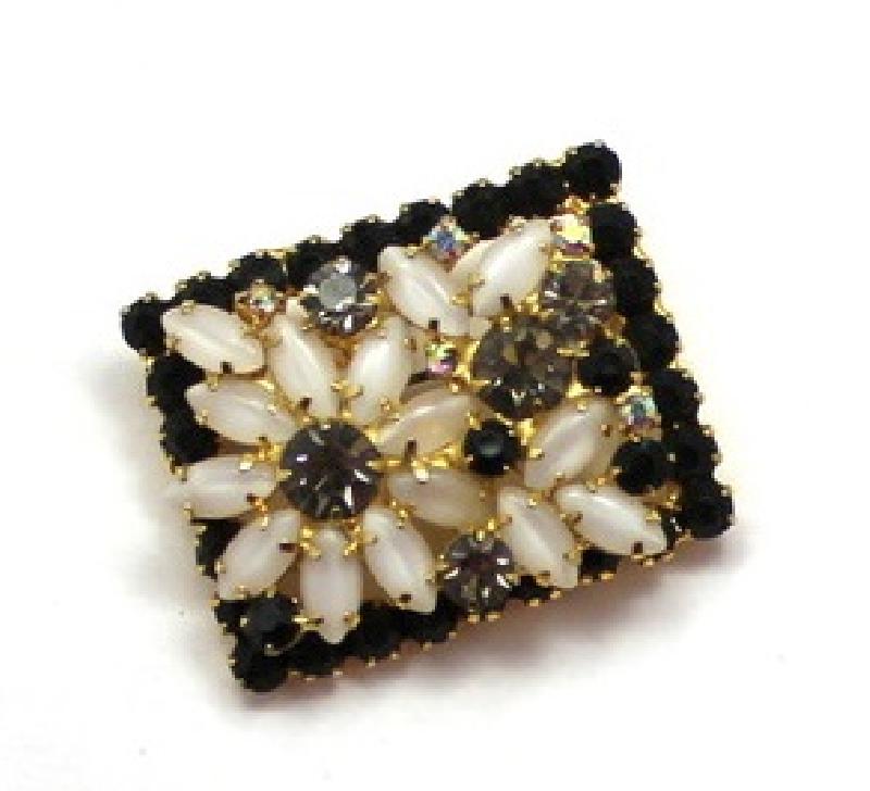 Front view of Black (jet) Cabochons Brooch