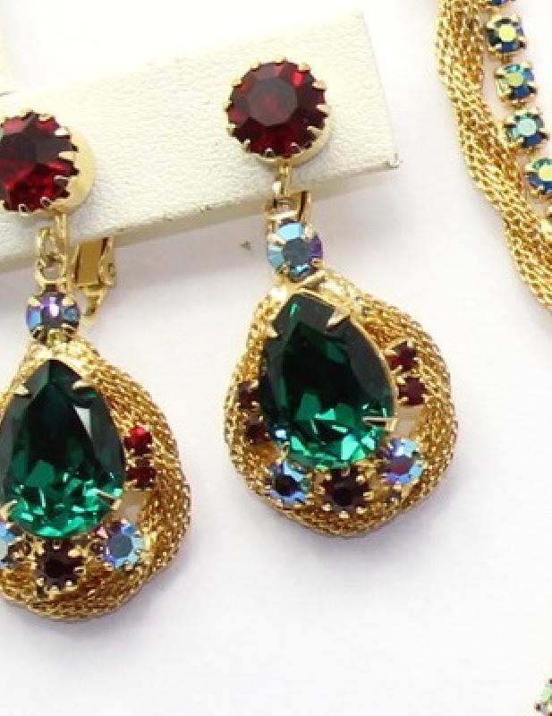 Front view of Multiple Colors Pear Earrings Clip
