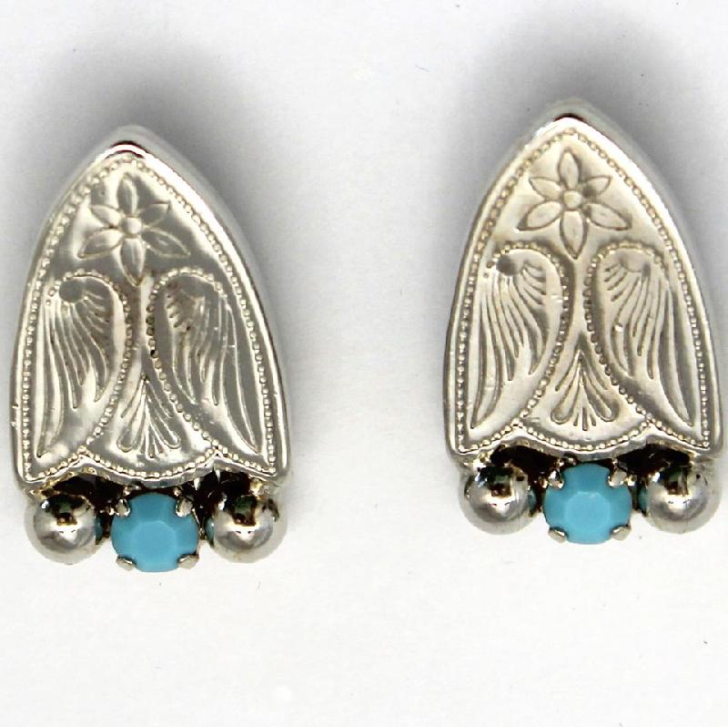 Front view of Turquoise Chatons Only Earrings Clip