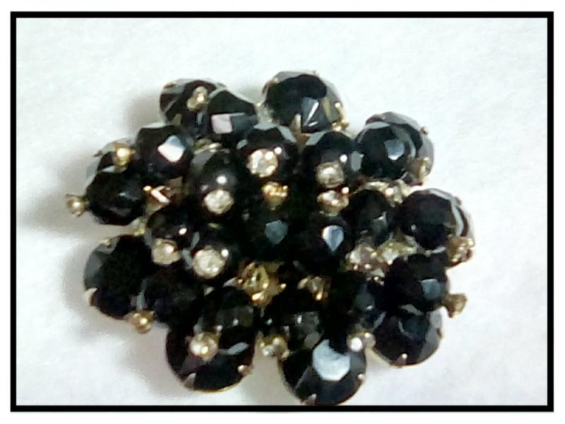 Front view of Black (jet) Chatons Only Brooch