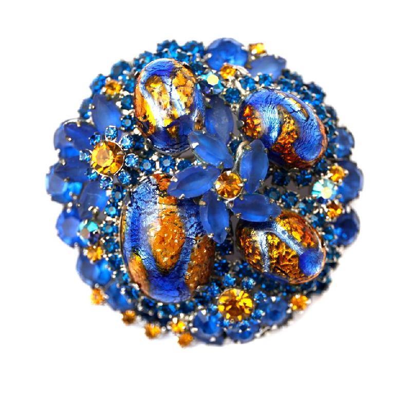 Front view of Blue Cabochons Multi-Color/Shaded Brooch