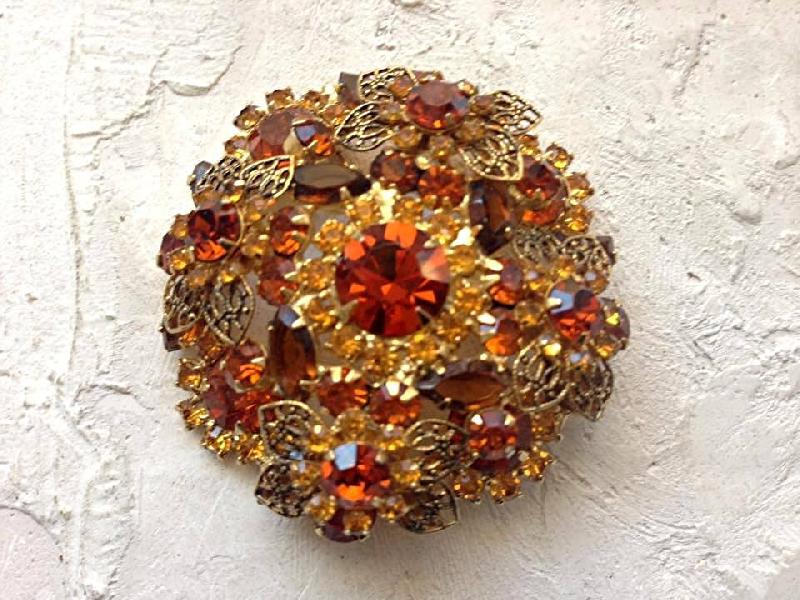 Front view of Topaz Navettes Brooch