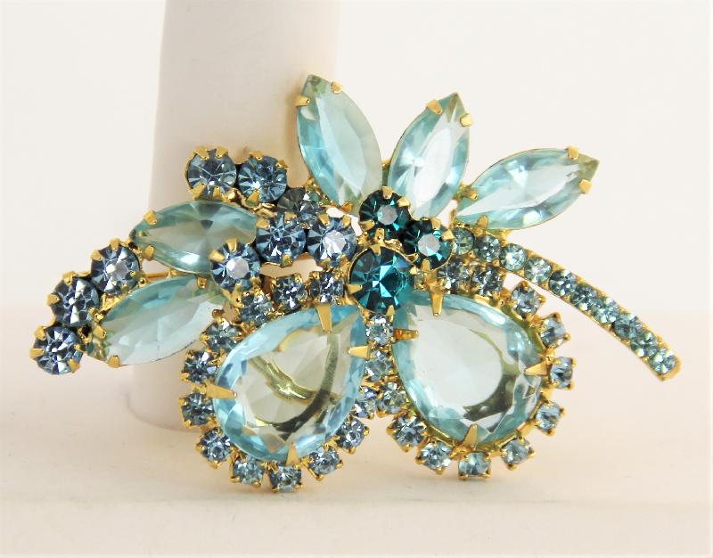 Front view of Blue Pear Brooch