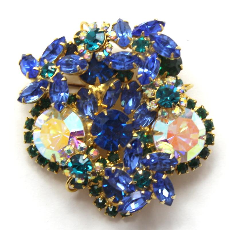 Front view of Multiple Colors Navettes Brooch
