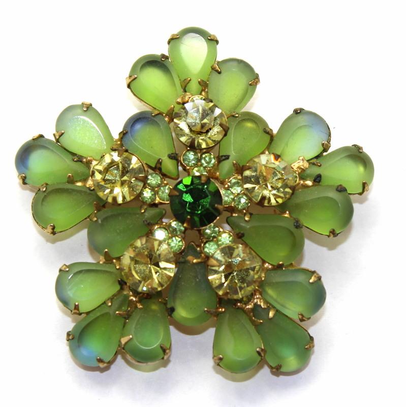 Front view of Green Pear Brooch