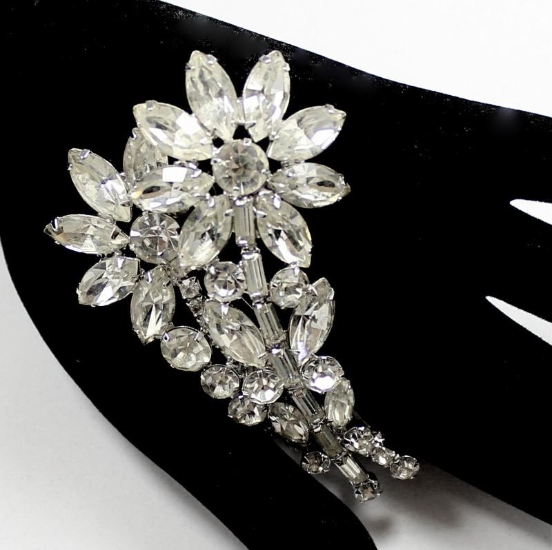 Front view of Clear Navettes Brooch