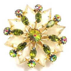 Green Diamond Rivoli/Margarita Brooch