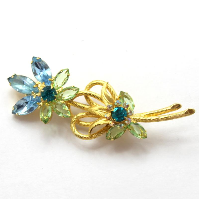Front view of Multiple Colors Navettes Brooch