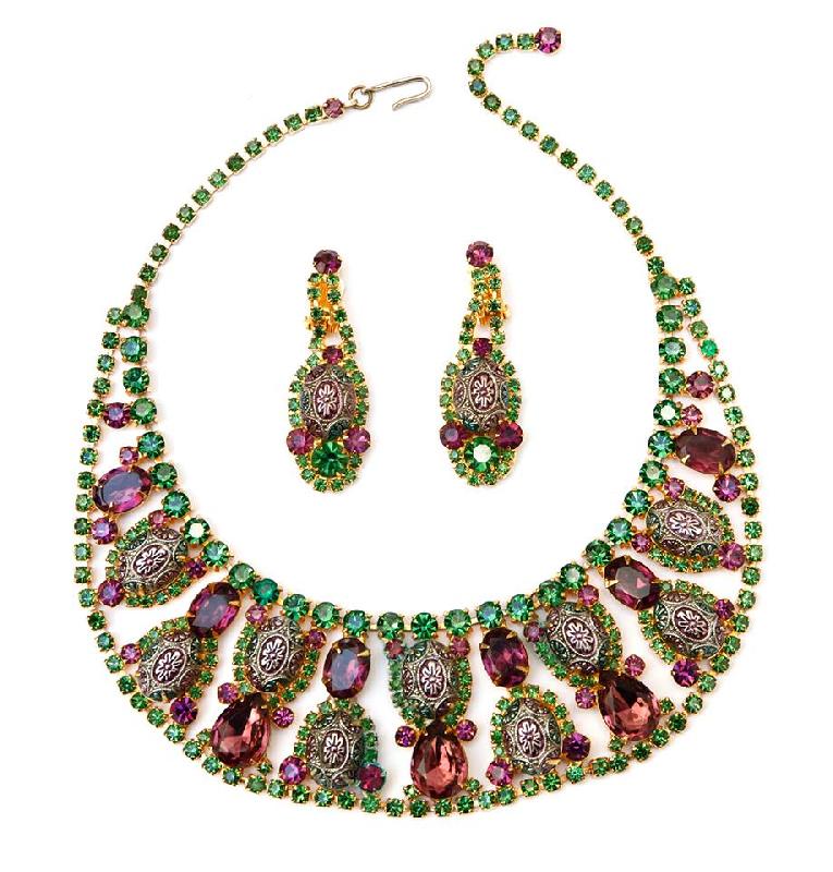 Front view of Multiple Colors Cabochons Molded/Cut Earrings Clip
