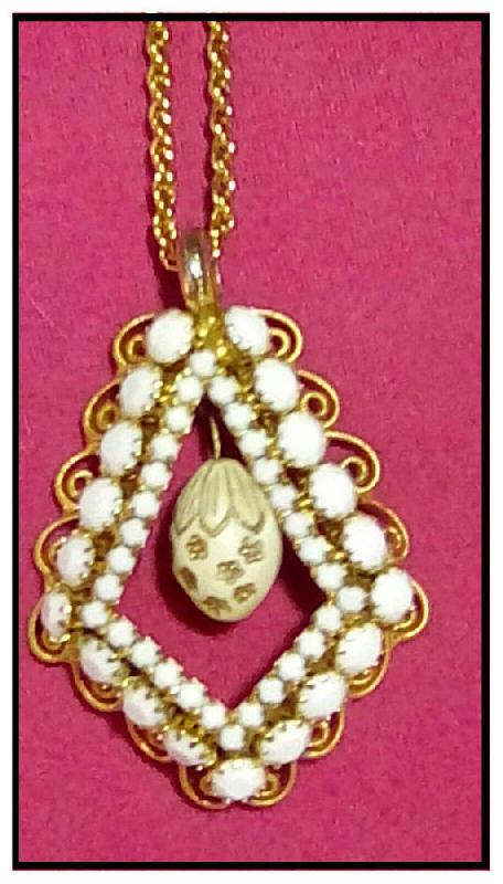 Front view of White (chalk Or Milk) Chatons Only Pendant
