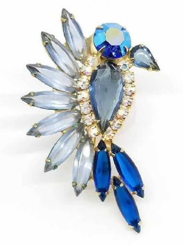 Front view of Blue Pear Brooch