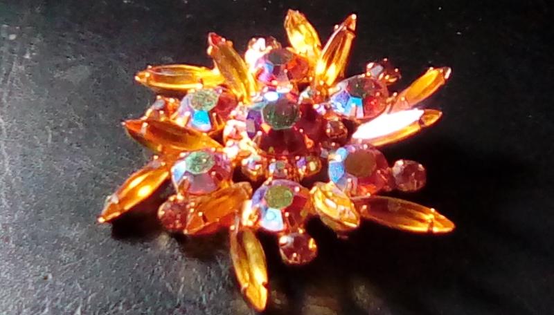 Front view of Topaz Navettes Brooch
