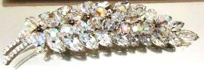 Front view of Clear Navettes Brooch