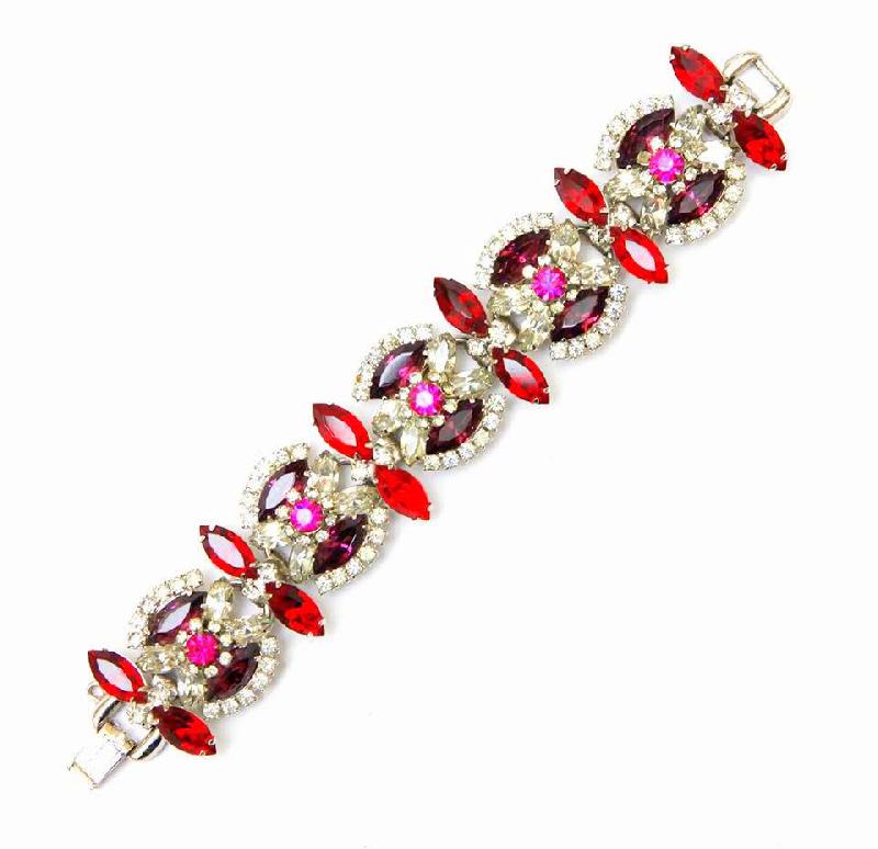 Front view of Multiple Colors Navettes Bracelet 5 Link