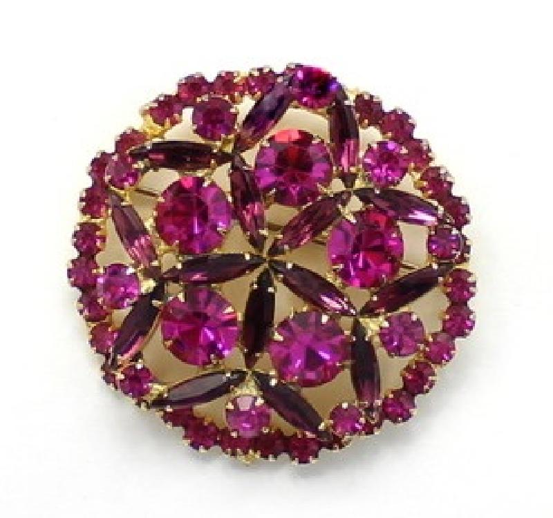 Front view of Pink Navettes Brooch