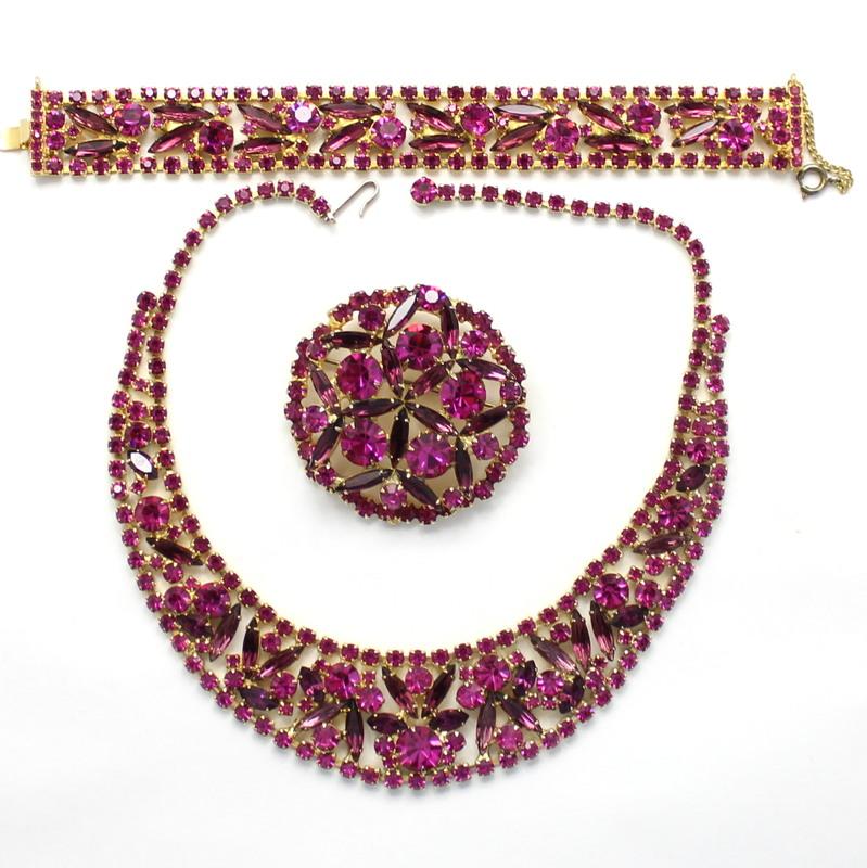 Front view of Pink Navettes Necklace