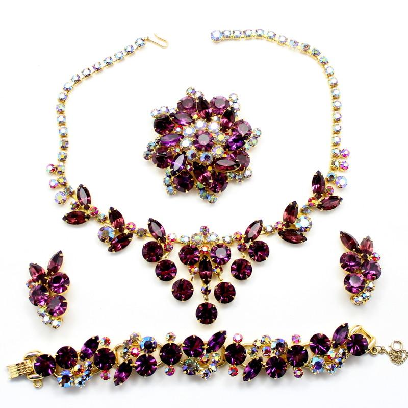 Front view of Purple (cardinal) Navettes Necklace