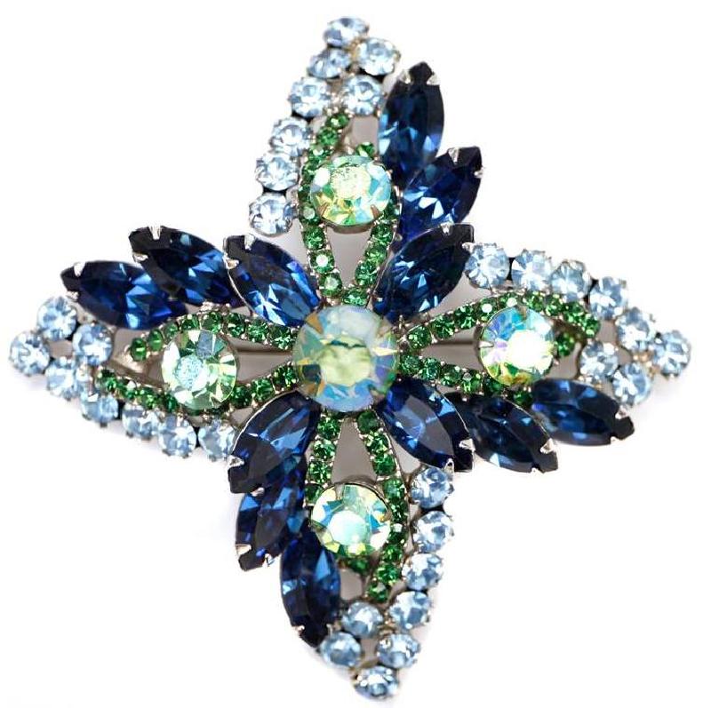Front view of Multiple Colors Navettes Brooch