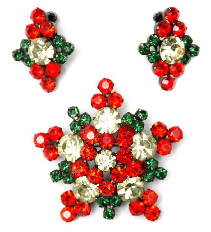 Front view of Red Chatons Only Brooch