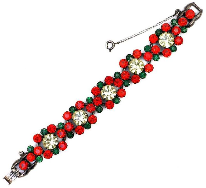 Front view of Multiple Colors Chatons Only Bracelet 5 Link