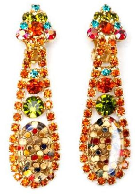 Front view of Multiple Colors Oval Molded/Cut Earrings Clip