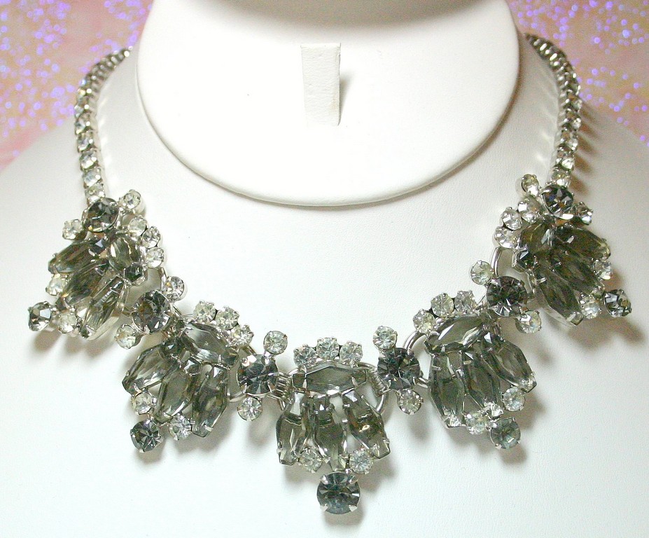 Front view of Gray (black Diamond) Hexagon Necklace