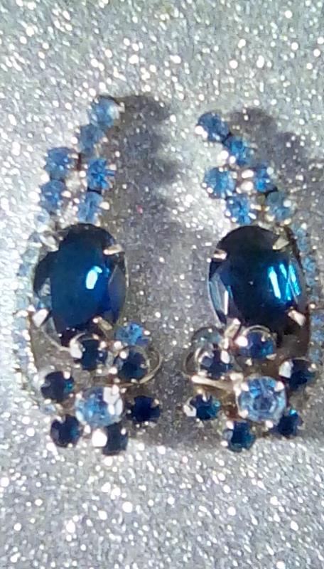 Front view of Blue Oval Earrings Clip