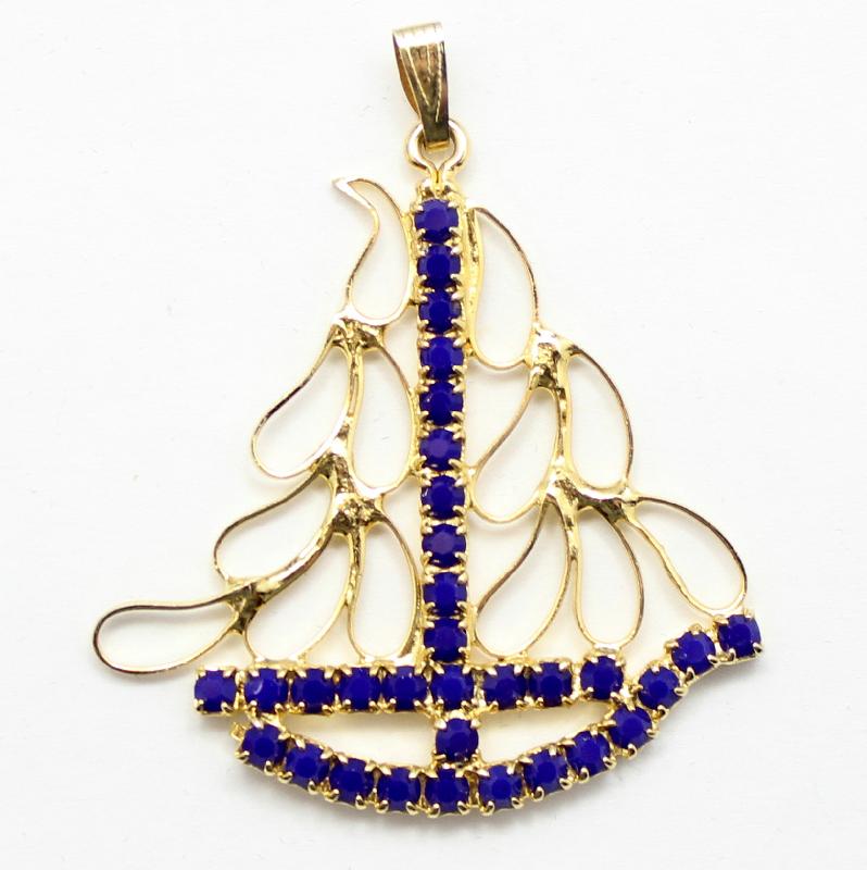 Front view of Blue Chatons Only Pendant