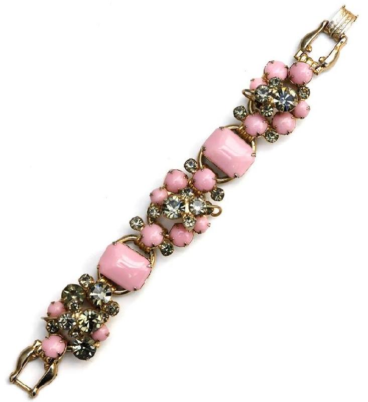 Front view of Pink Cabochons Bracelet 5 Link