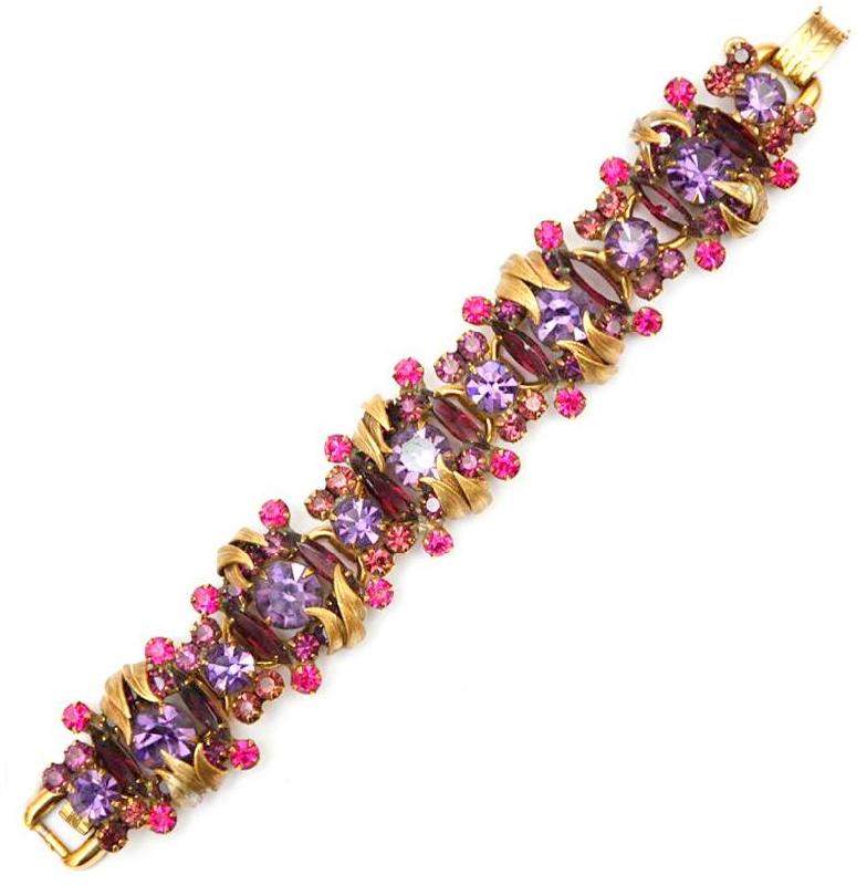 Front view of Purple (cardinal) Navettes Bracelet 5 Link