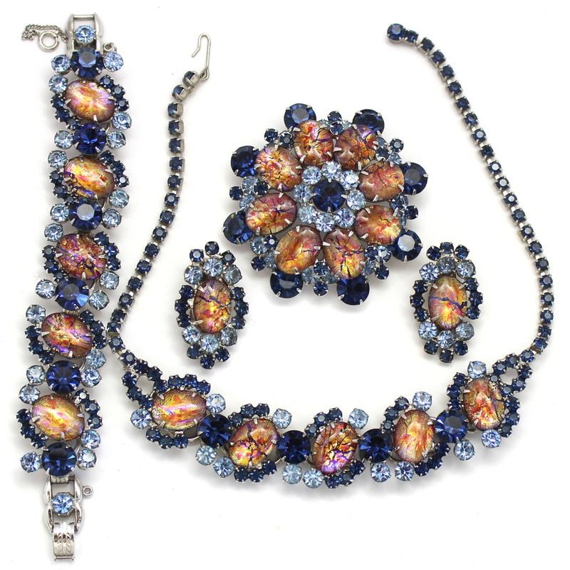 Front view of Blue Cabochons Multi-Color/Shaded Brooch