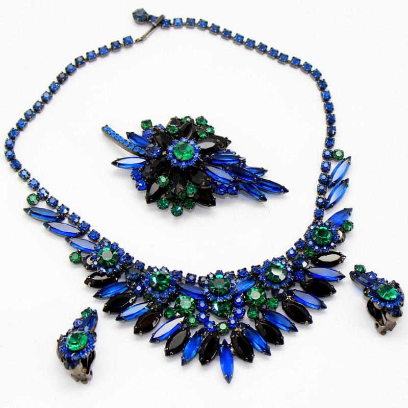 Front view of Blue Navettes Necklace