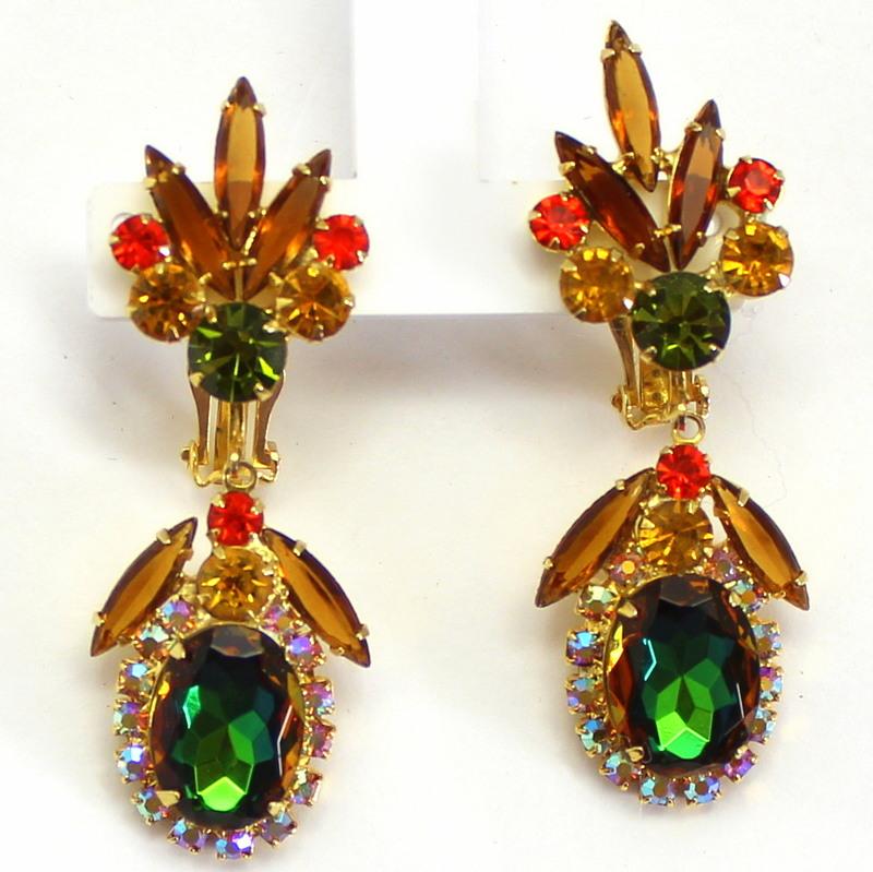 Front view of Fall Oval Multi-Color/Shaded Earrings Clip