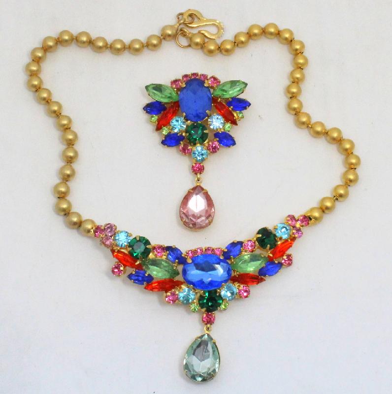 Front view of Multiple Colors Pear Brooch