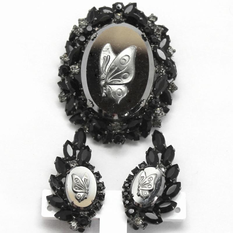 Front view of Hematite Navettes Brooch