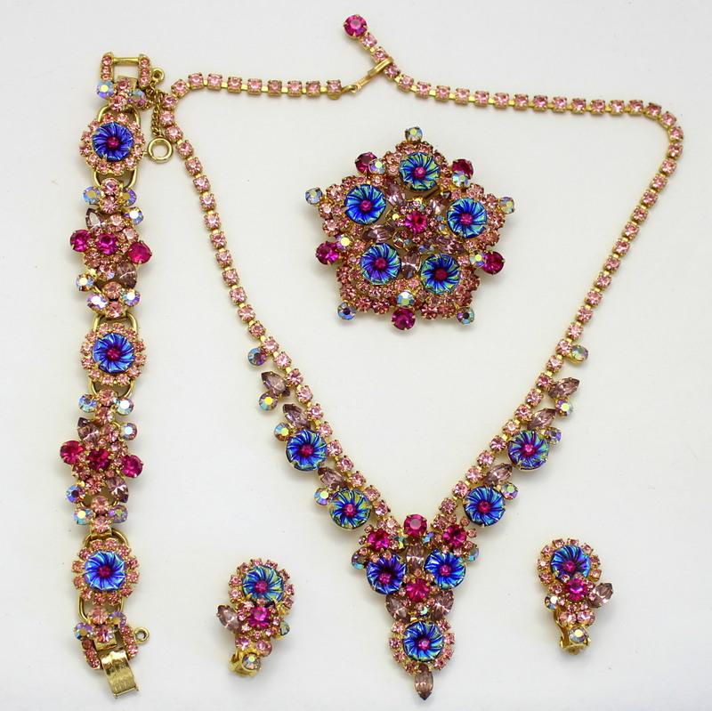 Front view of Pink Navettes Molded/Cut Necklace