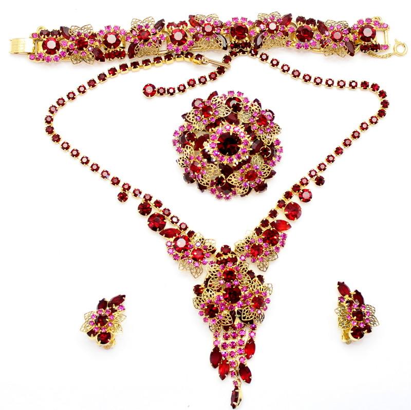 Front view of Red Navettes Necklace