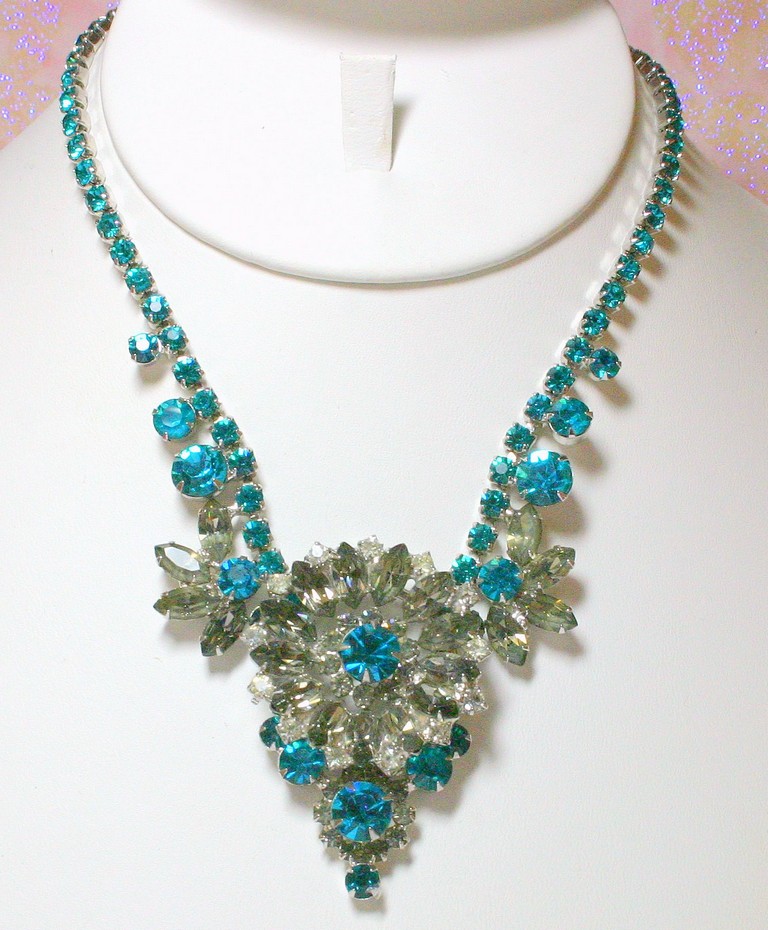 Front view of Blue Navettes Necklace