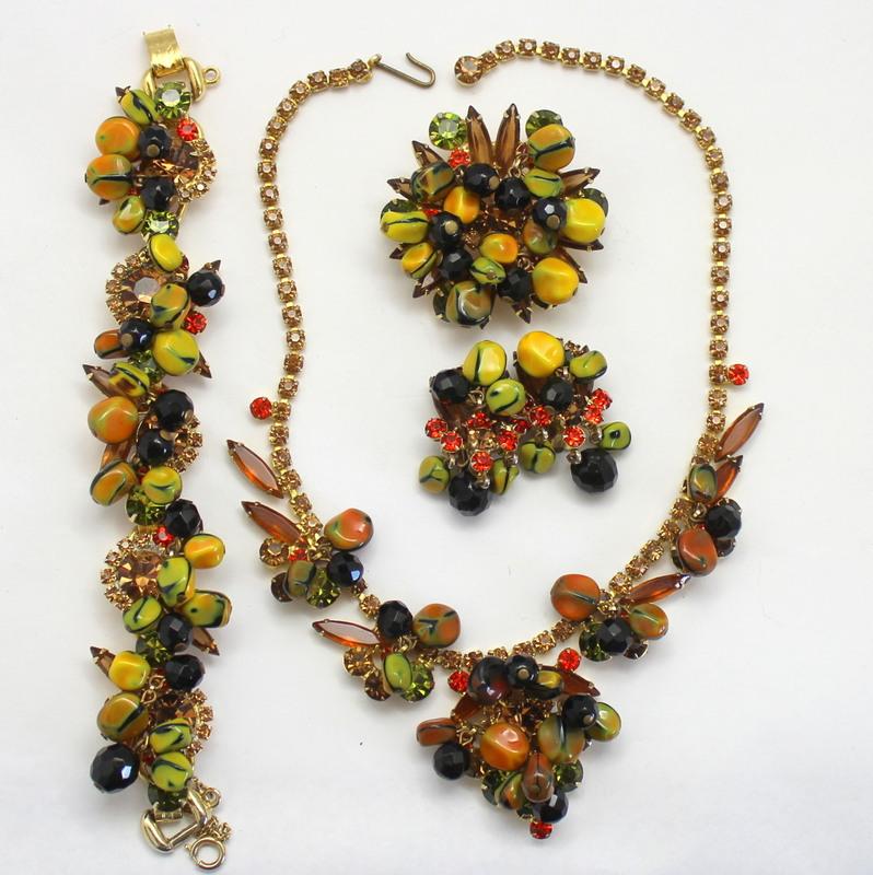 Front view of Yellow Navettes Brooch