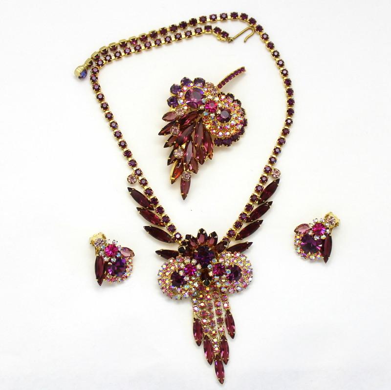 Front view of Purple (cardinal) Navettes Necklace