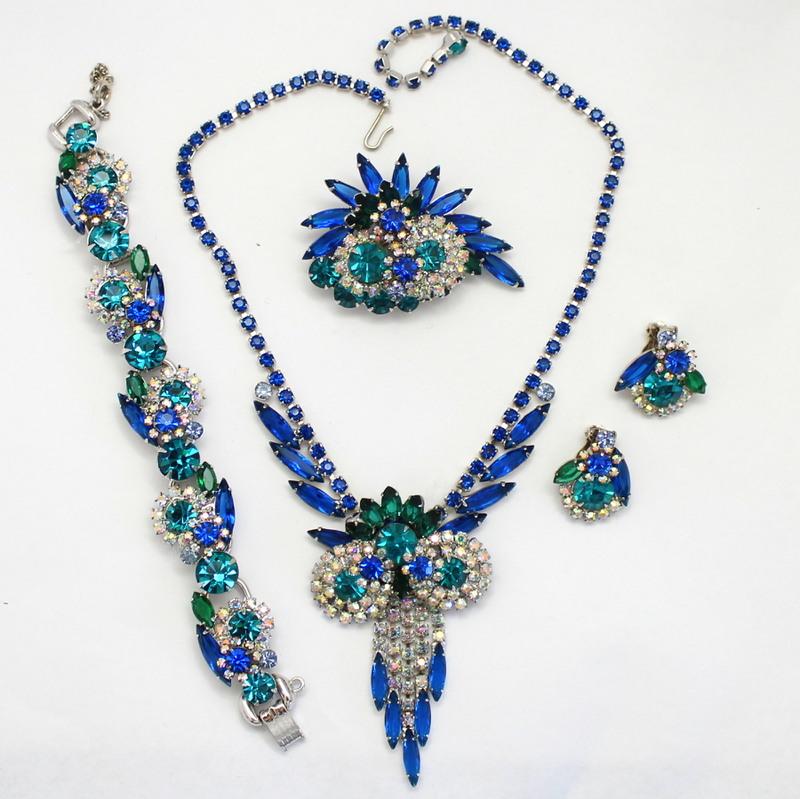 Front view of Blue Navettes Brooch