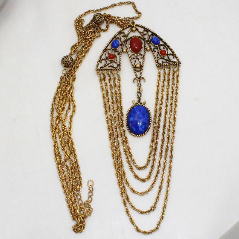 Front view of Blue Cabochons Pendant