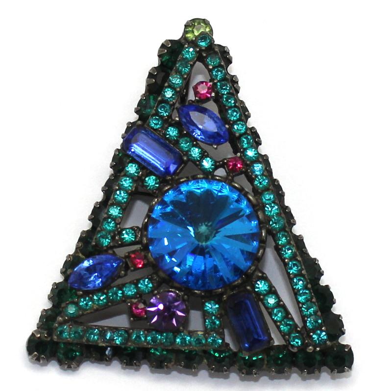 Front view of Blue Baguettes Rivoli/Margarita Pin Pendant