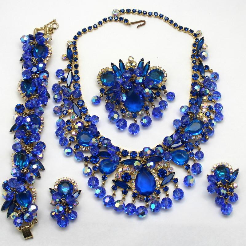 Front view of Blue Pear Earrings Clip