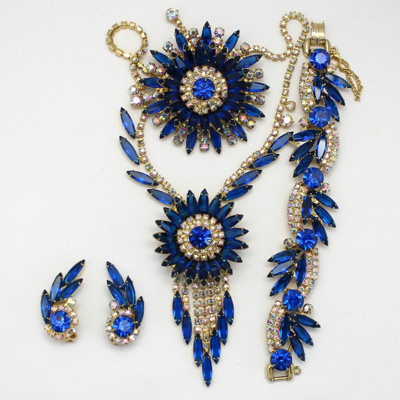 Front view of Blue Navettes Brooch