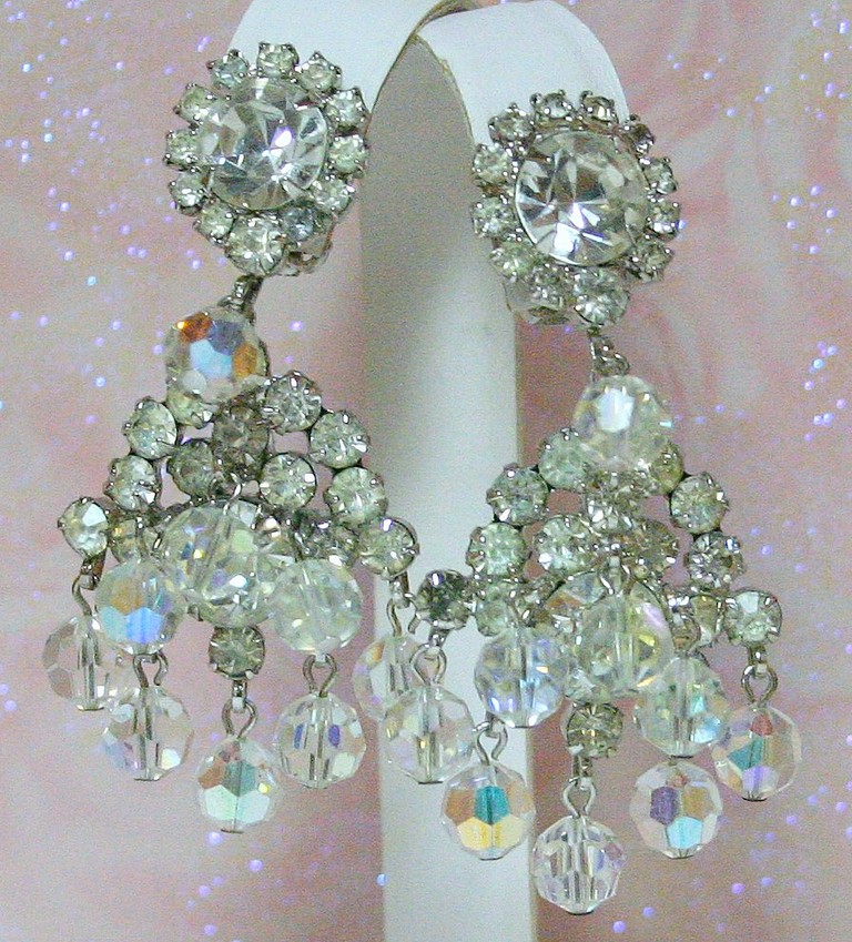 Front view of Clear Chatons Only Earrings Clip